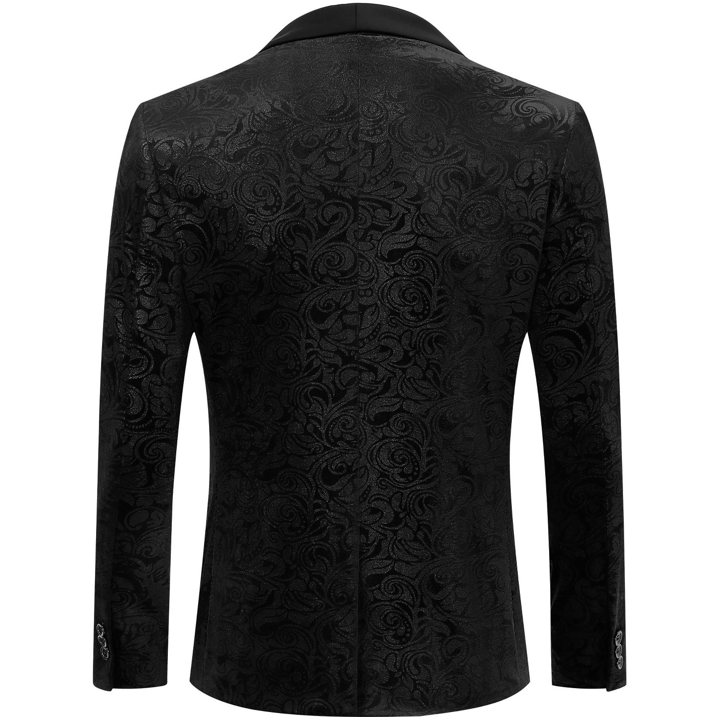 Мужской пиджак YesFashion Gold-Foil Printed Suit Jacket Blazer with Velvet-Like Base Fabric Black, цвет: Золотой — фото 3