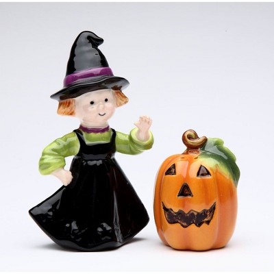 Kevins Gift Shoppe Ceramic Pumpkin And Witch Salt And Pepper Shakers ...