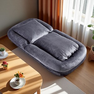 Folding Plush Floor Lounge Chair with 5 Adjustable Positions - 1 of 4