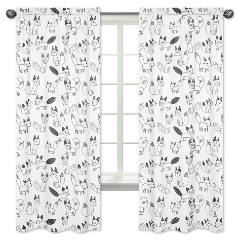 Black White Fox Curtain Panels Sweet Jojo Designs Target