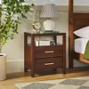 Transitional Modern Solid Wood Nightstand Side Table with Glass Top - 2 of 4