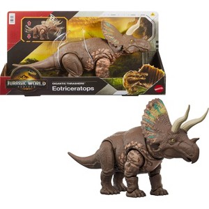 Jurassic World Rebirth Gigantic Thrashers Eotriceratops Dinosaur Figure Toy, Tail Activated Attack - 1 of 4