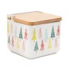 Ceramic 5" Christmas Tree Print Boxes (Set of 2) – Festive Storage Containers with Wood-Look Lids by Melrose - 3 of 3