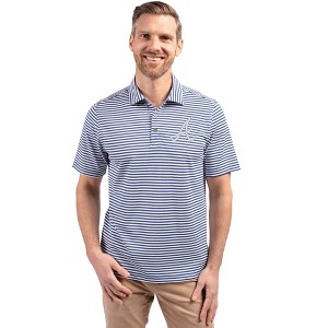 Atlanta Braves Cutter & Buck Virtue Eco Pique Stripe Recycled Mens Polo - 1 of 1