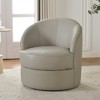 KINWELL 29"W Top-Grain Genuine Leather Upholstery Swivel Barrel Chair - 4 of 4