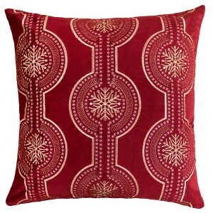 Chery Life 20x20" Velvet Holiday Throw Pillow with Silver Snowflake Embroidery & Insert - 1 of 4