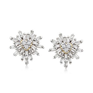 Ross-Simons 0.25 ct. t.w. Diamond Heart Burst Earrings in 10kt Yellow Gold - 1 of 4