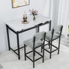 CIPACHO Modern Dining Table and Chairs for 2, Marble Finishes Dining Table Set with 2 Upholstered Chairs, Rustic Black, Grey Chair - 3 of 4