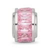 Black Bow Jewelry Sterling Silver and Baguette Pink Cubic Zirconia Bead Charm, 12mm - 3 of 4