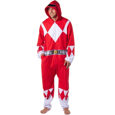 Power Rangers Mens Red Character Color Union Suit Costume Sleep Pajama S M Red