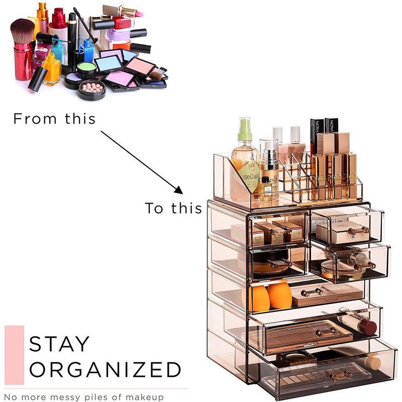 Sorbus Clear Cosmetic Makeup Organizer Case & Display - Spacious Design - Great for Dresser, Bathroom, Vanity & Countertop, 6 of 8