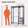 SEVOBAL Freestanding Garment Rack with Shelves 2 Rattan Drawers 4 Hooks for Closet Organization, Gray, 47.2"*15.7"*70.8" - 2 of 4