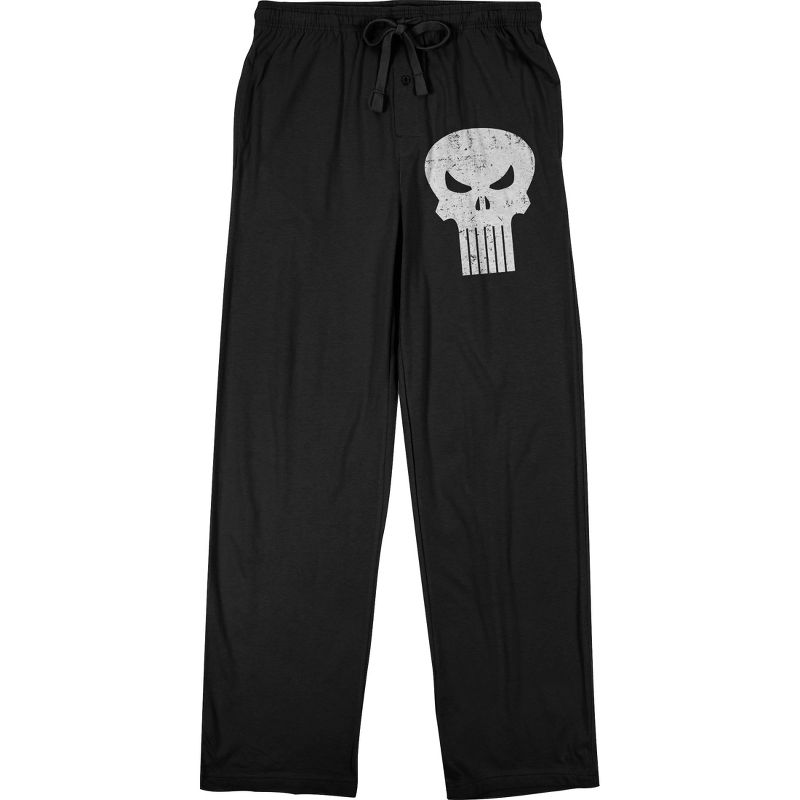 Marvel Universe Punisher Skull Men's Black Sleep Pajama Pants, 1 of 2