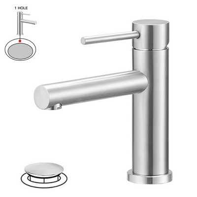 BWE Single Hole Single Handle Bath Faucet with Pop Up Drain with Overflow Vanity Lavatory RV Sink