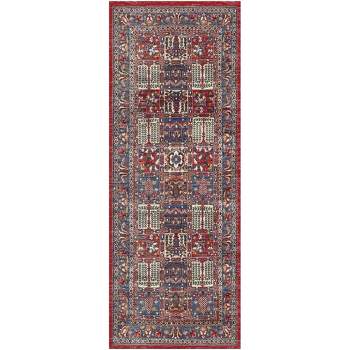Nourison Fulton Vintage Persian Floral Non-Slip Flatwoven Indoor Rug Red 1'10" x 5'