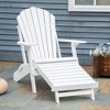 Outsunny Folding Adirondack Chair with Pull Out Ottoman, Outdoor Fir Wood Fire Pit Chair with Footrest, Porch Fanback Lounge for Patio, Garden, White - 3 of 4