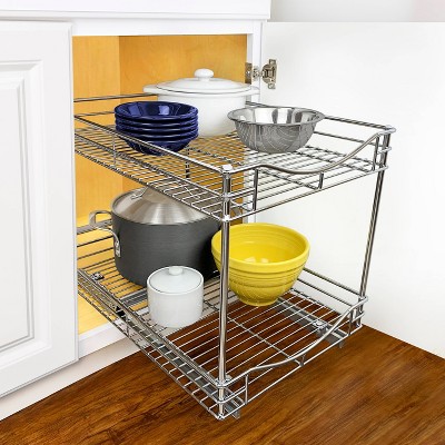 Chrome 18" Double Tier Pull Out Cabinet Organizer