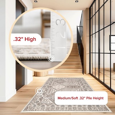 Becca Easy-Care Beige Synthetic 4' x 6' Rectangular Area Rug