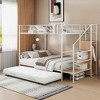 Twin Over Full Metal Bunk Bed with Trundle and Lateral Storage Ladder and Wardrobe, Black - 2 of 4