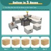 Tangkula 9 Pieces Outdoor Patio Furniture Set w/ 32" Propane Fire Pit Table Sectional Sofa Set w/ Storage Box Black/Gray/Navy/Red/Turquoise/Off White - 3 of 4