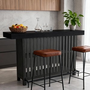 Coucheta 63-inch Modern Farmhouse Bar Table with 2-Tier Storage & Footrest, Wooden Counter Height Pub Table for Kitchen Dining Room - 1 of 4