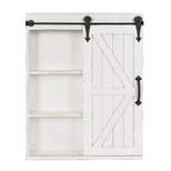 Decorative Wood Wall Storage Cabinet with Vanity Mirror and Sliding Barn Door Rustic White - Kate & Laurel All Things Decor