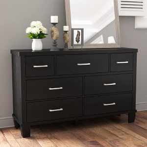 Dresser for Bedroom with 7 Drawers,White Wooden Dresser TV Stand with Large Drawers & Bar Handles - 1 of 4