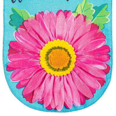 Welcome Friends Pink Daisy Burlap Garden Flag