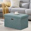 VECELO Folding Storage Ottoman Bench, End of Bed Linen Fabric Foot Rest Stool with Padded Seat, Large Footstool for Bedroom or Living Room - 2 of 4