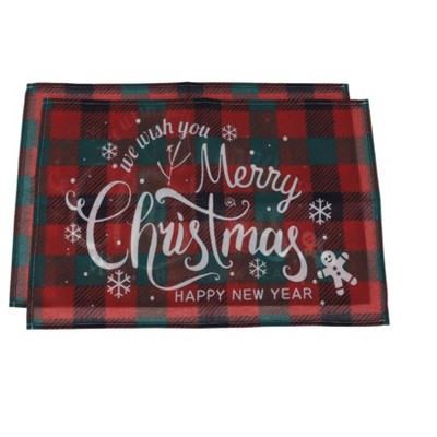 Unique Bargains Christmas Place Mats Flax Red White Green 11.8"x17.7" 2Pcs