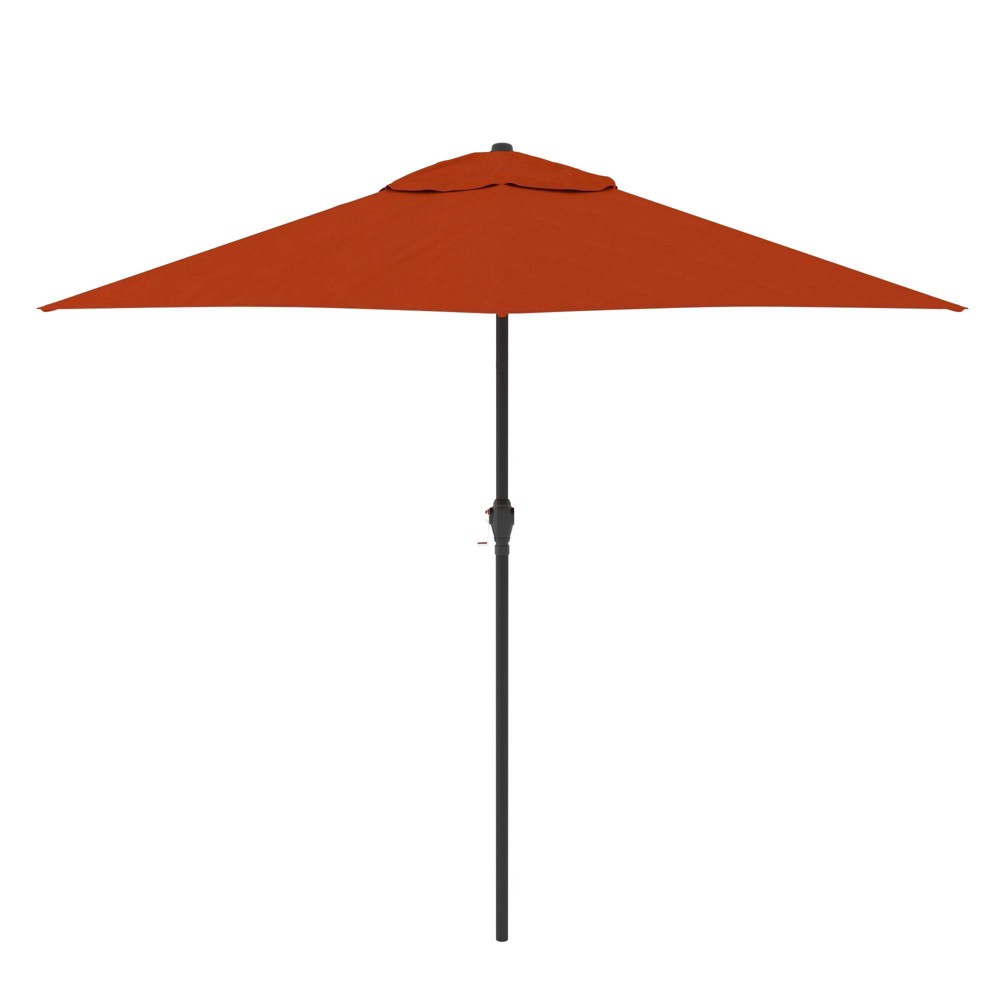 Photos - Parasol 9' x 9' Steel Market Polyester Patio Umbrella with Crank Lift and Push-But