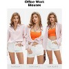 EXLURA Womens Striped Button Down Shirts Long Sleeve Stylish Collared Office Work Blouses Tops - 3 of 4