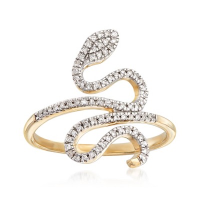 Ross-Simons 0.15 ct. t.w. Diamond Snake Ring in 14kt Yellow Gold