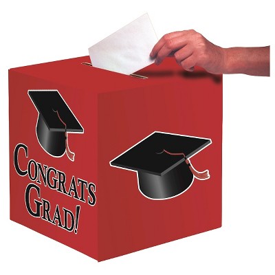 Red Congrats Grad! Party Card Box