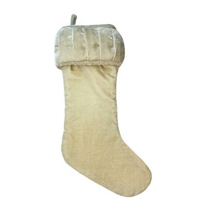 Vickerman 8"x19" Plush Champagne Velvet Christmas Stocking - 1 of 1