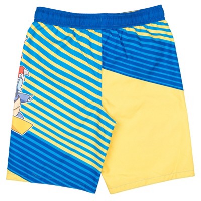 Pokemon Big Boys' Graphic Allover Print Swim Shorts with Elastic Waist and Drawstring Pikachu Ivysaur Blue 8 — фото 2