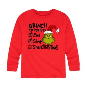 Boys' - Dr. Seuss - Grinch To Do List Long Sleeve Graphic T-Shirt - 1 of 4