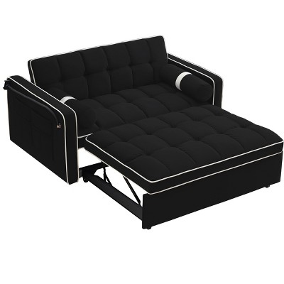 NicBex Modern Pull Out Sofa Bed Velvet Convertible Sleeper Sofa with Side Pockets and Pillows for Living Room