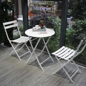 VYNXARIA 3 Piece Patio Bistro Set of Foldable Round Table and Chairs, White - 1 of 4