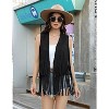 Acekool Women's 70s Fringe Vest - Retro Faux Suede Sleeveless Jacket with Bohemian Tassels, Western & Hippie Style - 3 of 4