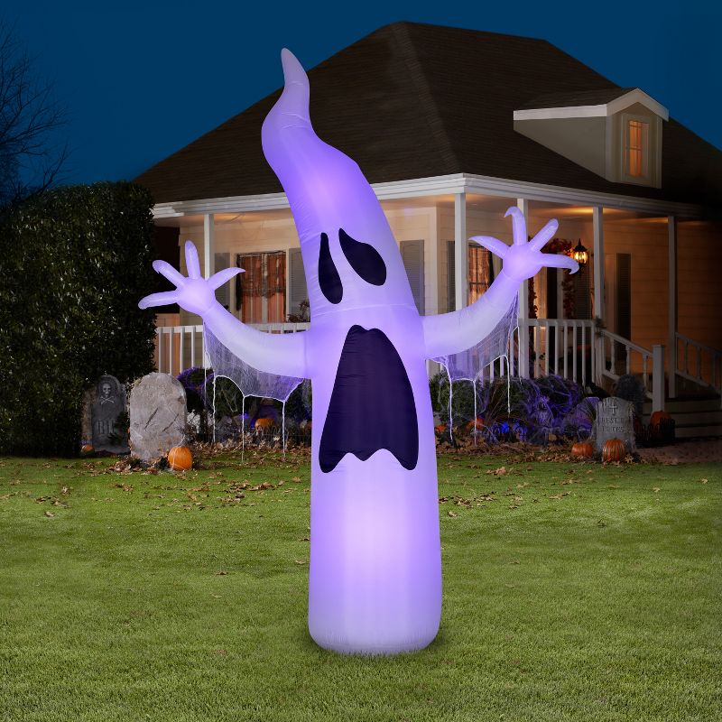 Gemmy Lightshow Airblown Inflatable ShortCircuit Ghoul Ghost Giant (Black Light) , 12 ft Tall, White, 2 of 3