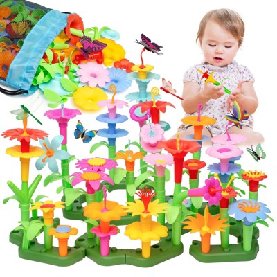 Kiditos Flower Garden Building Toy Set, 173PCS Educational STEM Construction Kit with Storage Bag, Birthday Gift for Kids Ages 3-7