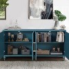 Okak Storage Cabinet with Carved Flower Door, Entryway Cabinet with Metal Handle Sideboard Cabinet for Living Room, Navy Blue - 3 of 4