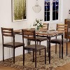 3 Piece Dining Table Set with Spiral Metal Legs, Compact Table and 2 Chairs Set for Small Spaces, Rustic Industrial Dining Set, Brown - 3 of 4