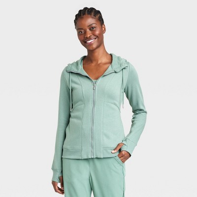 Women's Fleece Full Zip Hoodie - All In Motion™ Green Xs : Target