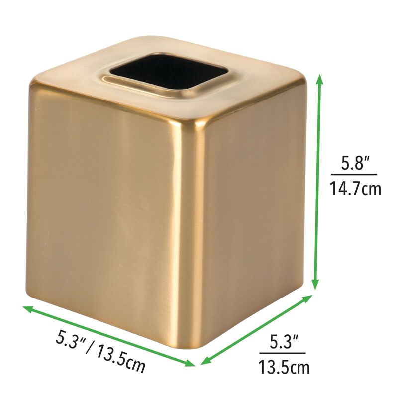 mDesign Metal Square Modern Tissue Box Cover Holder for Bathroom, 4 of 6