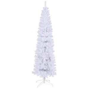 NAYSAYE 7.5FT White Slim Artificial Christmas Tree with Foldable Metal Stand for Holiday Decor, White, 29.92"*29.92"*90" - 1 of 4