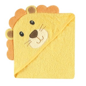 Luvable Friends Baby Unisex Cotton Animal Face Hooded Towel, Lion, One Size - 1 of 1