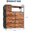 Dresser with Fabric Drawers with 11 Drawers for Storage Clothes,4 Side Pockets,Charging Station & LED Lights,Hooks,Shelves - 2 of 4