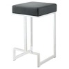 Modern Chrome Counter Height Stool with Upholstered Seat, Plush Comfort, Sleek Contemporary Design for Kitchen Island - 2 of 4
